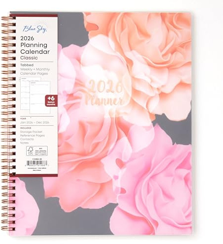 Blue Sky 2026 Weekly and Monthly Planner Calendar, January 2026 - December 2026, 8.5 x 11, Flexible Cover, Laminated Tabs, Durable Twin Wire Binding, Storage Pocket, Joselyn