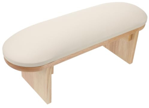 OATIPHO Apoya Manos Manicura Cojín de Descanso para Decoración de Uñas, Accesorio de Salón de Uñas Fácil de Limpiar y Transpirable Base de Madera Beige