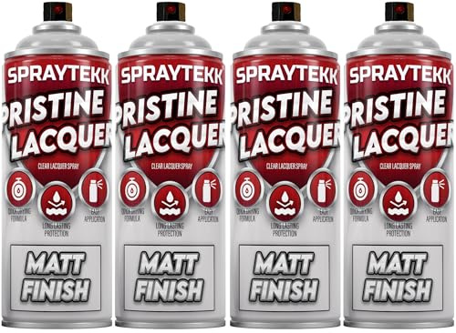 SPRAYTEKK Clear Lacquer Spray Paint | 400ml | Fast-Drying Acrylic Topcoat for Wood, Metal, Plastic & More | Non-Yellowing, UV & Scratch Resistant | Indoor & Outdoor Use (Matte, 4)