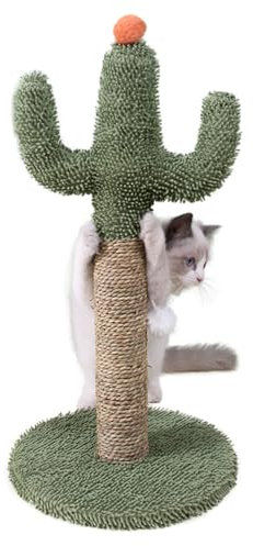 Cactus Cat Tree - Indoor Cats, Super Large Condo | Torre per gatti con tiragraffi, grande amaca, palla penzolante e posatoio superiore, 79 cm verde, pali tiragraffi naturali in tessuto morbido, palla