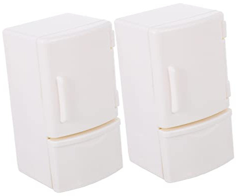 SOPOTUTU 2 Stück Mini Kühlschrank Modell Deko Zubehör für Puppenhaus Bewegliche Tür Detailgetreues Design DIY Miniaturprojekte und Mikro Landschaften