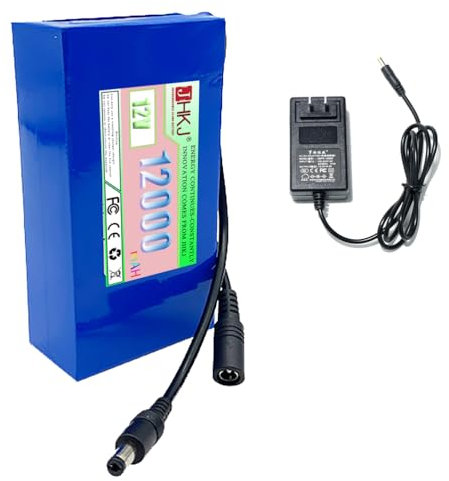 JHKJ Batterie Lithium-ION Rechargeable 12 V (5 000 mAh/12 000 mAh) pour Bande LED, caméra de vidéosurveillance, routeur, Portable (12 V, 24 000 mAh/45 000 mAh) avec Interface CC.,12v12000mah