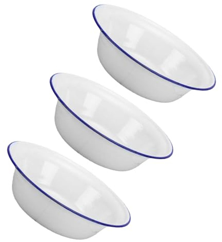 FUNNETOYU Vintage Emaille Schüsseln 3 Stück Aus Sicherem Emailliertem Stahl 16cm Große Suppen Und Salatschalen Multifunktional Für Camping Und Küche