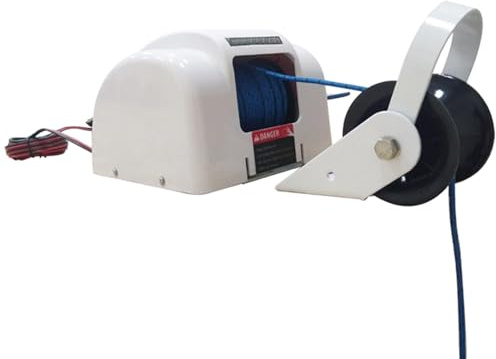 VNATWGOO Automatic Electric Boat Anchor Winch 12V, Stainless Steel Winch with Rem0te, 31m Anchor Rope and LED Light, for Pontoon Fishing Boat Yacht CordlessANDCable
