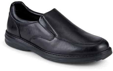 Wide Fit Smart Leather Slip-On Shoes - Black Size 12