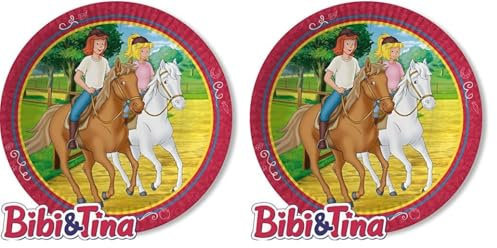 Bibi & Tina 8 Teller Kinderparty und Kindergeburtstag von DH-Konzept // Blocksberg Pappteller Partyteller Party Set (Packung mit 2)