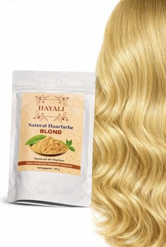 Hayali Natural Haarfarbe. Henna Haartönung, 100g, Chemiefreie Haarfarbe, Grauhaarabdeckung. Anti-aging. Organic. Vegan. حناء (Blond)