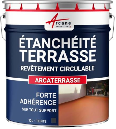 Peinture, résine étanchéité Terrasse - Imperméabilisation terrasse circulable, balcon, sols extérieurs, béton 10 L - Gris Basalte - ARCANE INDUSTRIES