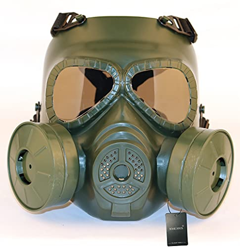 WISEONUS Maschera Softair Máscara Táctico Paintball Caza Cosplay CS Juego Protección Halloween Maschera Completa con Dobl Ventilador Turbo