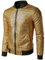 JOGAL Herren Metallic Pailletten Baseball Bomberjacke 70er Disco Party Kostüm Medium Gold