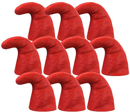 Alsino 10 Zwergenmützen Zwergenmütze für Erwachsene Wichtelmütze Zwerg Kostüm Karneval Elfenmütze Zwergen Zipfelmützen (10er Paket), Rot