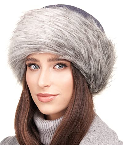Futrzane Classic Mütze mit Fellrand - Pelzmütze Damen - Fell Pelz Russenmütze (M, Grau - Asche Classic)