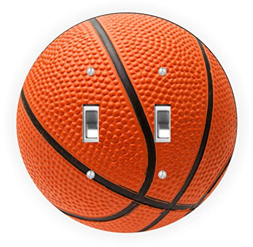Sam Sandor - Basketball Design - Round Light Switch Plate Cover - Double Toggle