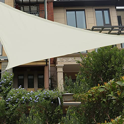 HAIKUS Toldo Vela Triangular 5x5x5 m, Vela de Sombra PES, Impermeable, Resistente y 95% Protección Rayos UV para Exterior, Jardín, Terrazas (Crema)