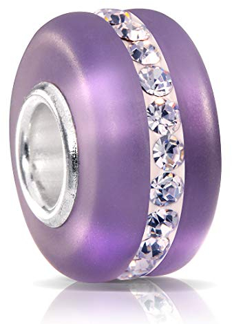 Materia Beads Perlen Glas lila - 925 Silber Glasperlen Großlochperle Charms violett für Armband 1571