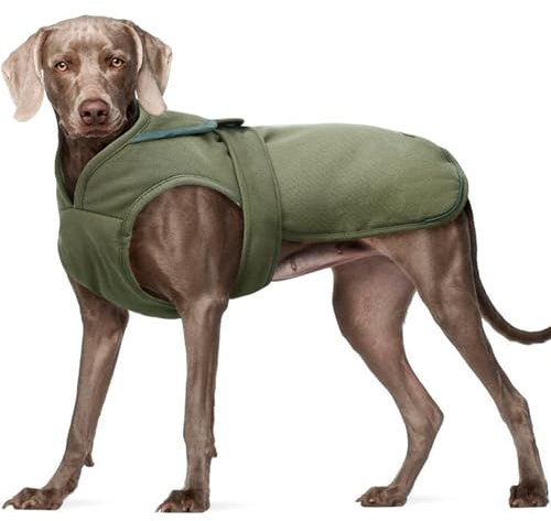 Kuoser Leinwand Haustier Hund Wintermantel, Reflektierende Warme Fleecejacke für Kleine Mittelgroße Welpen, wasserdichte und Winddichte Hundeweste mit Gurtloch, XS-3XL