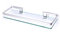 BSM Marketing Étagère rectangulaire en Verre trempé de 8 mm - 380 x 120 mm - avec Rail en Aluminium et Supports muraux pour Salle de Bain, Chambre à Coucher, Cuisine, Bureau