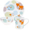 Puresigns WOODY Kindergeschirr Set 3-teilig – Waldtier-Design in Pastellfarben – Teller, Tasse & Müslischale – Ideal für Jungs & Mädchen – Perfektes Kindergeburtstagsgeschenk