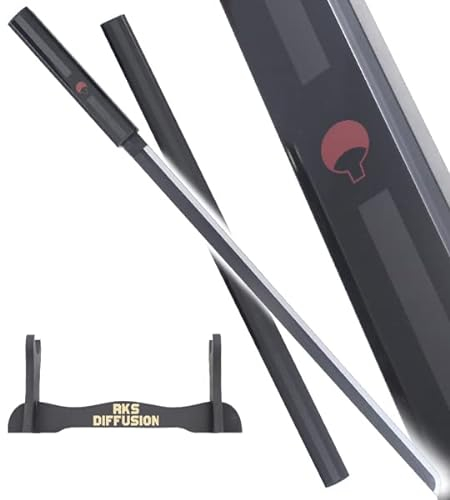 Sasuke Katana Tout en Bois Lame en Bois Epee Sasuke Decoration Sabre Replique Kusanagi Noir + Support en Bois Inclus