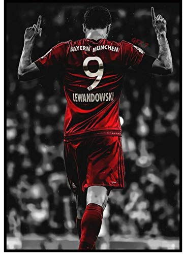 DNJKSA Robert Lewandowski Bayern München Fußballstar Wandkunst Raumdekoration Poster Wanddekoration Gemälde Druck auf Leinwand 50x70cm No Frame