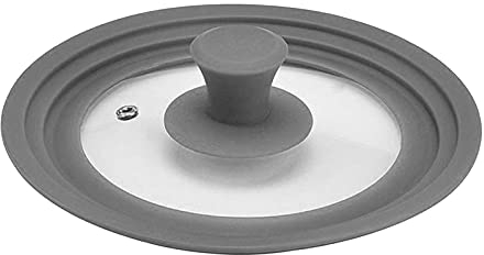 Universelle Silikon-Glasdeckelabdeckungen für Töpfe, Pfannen, Kochgeschirr, Ersatzdeckel (Grau, 34 cm)