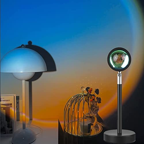 Sunset Projection Lamp,180 Degree Rotation Rainbow Projection Lamp USB Charging Lighting, Romantic Sunset Lamp for Self-Media Light, Romantic Family Atmosphere Light for Adults, Couples, Bedroom