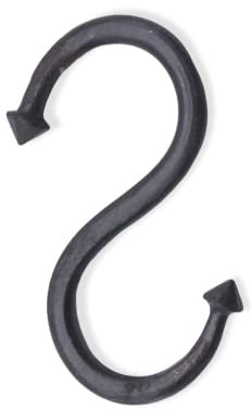 Heavy Duty Hand Forged Iron S-Hooks Matte Hanger for Hanging Kitchenware Pots Towels Storage. Tool Hanging S Hook 2 Sizes (Large)