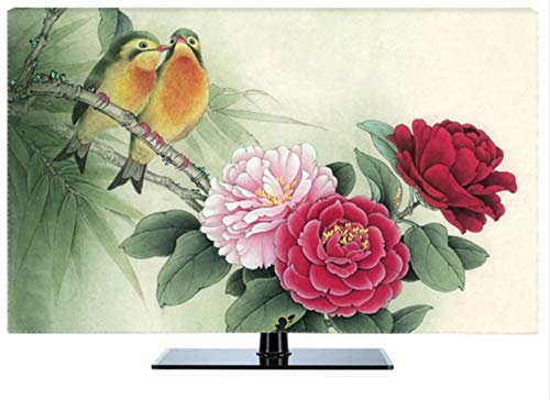 19 - 80 22 Inch 75 Inch Screen TV Cover Decorative Hood Curtain Painting Locus Waterproof Green Blue Tv cover (Color : Red, Specification : 80 inch)
