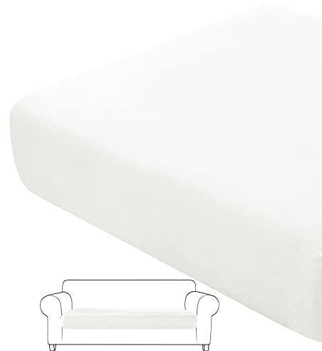 UNBBRRL Sofa Seat Cushion Covers, Sofa Cushion Slipcovers Set Stretch Velvet, Non-slip Couch Cushion Covers Replacement Protector for Individual Cushion (White,Chaiselongue)