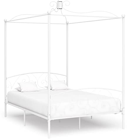 INLIFE Himmelbett-Gestell Weiß Metall 120 x 200 cm-4470