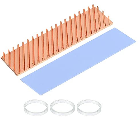 sourcing map Copper Heatsink 70x20x4mm with Thermal Pad and Rubber Ring for M.2 SSD Module, PC, Laptop Cooler 1 Set