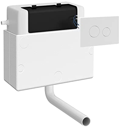nuie XTY011M06 Ceramics Accessories Pneumatic Dual Flush Universal Access Concealed Cistern and Push Button Plate, 296mm, Matt White