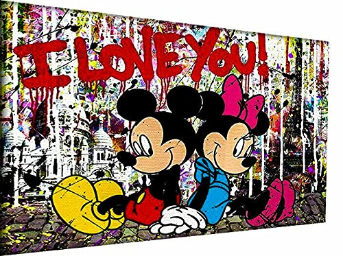 Magic Canvas Art - Bilder Micky Maus Pop Art Kunst Leinwandbild 1- teilig Hochwertiger Kunstdruck modern Wandbilder Wanddekoration Design Wand Bild - B8307, Größe: 60 x 30 cm