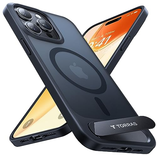 TORRAS für iPhone 14 Pro Max Hülle für MagSafe Zertifizierte Magnetkraft Militärschutz Upgrade mit Titan-Ständer Dünn Handyhülle iPhone 14 Pro Max Case Stoßfest Hardcase Handy Hülle Matt Schwarz