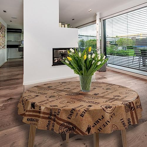 laro Rund 140 cm Wachstuchtischdecke Tischdecke Abwaschbar PVC Kaffee Braun Rund 140cm, Muster:Kaffee Braun, Größe: Rund 140cm
