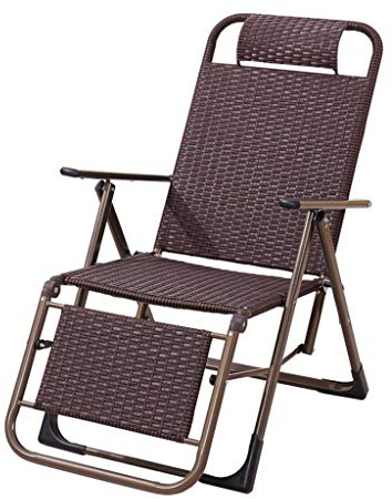 Gartenklappstühle, zusammenklappbar, für den Außenbereich, Schwerelosigkeits-Liegestuhl, Teppiche und Zimmer, Garten-Sommermöbel, verstellbar, gepolsterte Kopfstützen (Größe: flacher Winkel) ()