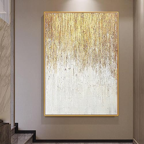 HOLEILUCK Moderne abstrakte Bilder aus Blattgold auf Leinwand, rahmenlose Wandkunst, Blumen-Kunstdrucke für Wohnzimmer, Heimdekoration, 8 x 14 Zoll/20 x 35 cm, ungerahmt