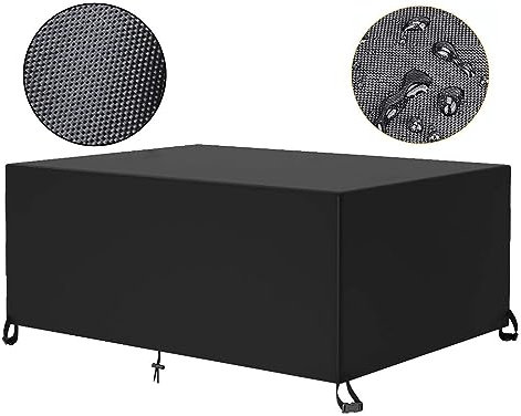 Jianghu Art Abdeckplane GartenmöBel Winterfest 160x120x75cm Abdeckhauben & HüLlen Rechteckig Schwerlast 600D Oxford Gewebe, Schutzhüllen für gartenmöbel und Sofa - Schwarz