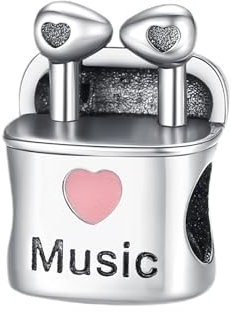 Amuefer Listen to Music Charms für Armbänder 925 Sterling Silber mit Cubic Zirkonia Anhänger für Halsketten Geburtstag Weihnachten Schmuck Geschenke für Frauen Mädchen