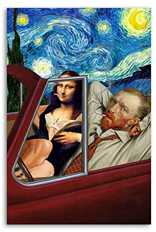 NOEMOHA Mona Lisa Vincent Van Gogh Sternennächte Poster, dekoratives Gemälde, Leinwand, Wandposter und Kunstdruck, modernes Familienschlafzimmer-Dekor-Poster, 30 x 45 cm