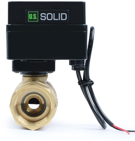 U.S. Solid 1 motorisierter Kugelhahn - elektrischer Kugelhahn aus Messing, 9-36 V AC/DC, 2-Draht-Auto-Return-Einrichtung, stromlos geschlossen (N.C.)