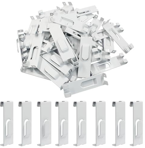 Biaungdo 60 Stück weiße Kerben-Display-Haken, Gitterwandhaken, Metalldraht, Wandbild-Haken, Utility-Gitterwand, Bilderhaken, Zubehör für Gitterplatten, Displays, Büro, Zuhause
