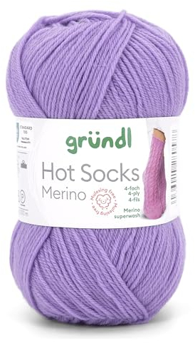Gründl Hots Socks lana merino a 4 fili, 50 g/200 m, 75% lana vergine (merino, superwash), 25% poliammide, senza mulesing, standard Öko-Tex, lilla., m