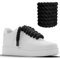 Chunky Laces - Black Cotton 14mm Rope Laces, 160cm Length, Compatible with Air Force 1, Macrame Cord - Thick Rope Black Shoelaces AF Sneaker Shoes