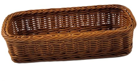 MUCKLILY Gewebter Aufbewahrungskorb Für Essstäbchen Und Besteck Aus Kunststoff Rattan 28x11x7cm Braun Geschmeidige Oberfläche Für Küche Und Wohnzimmer