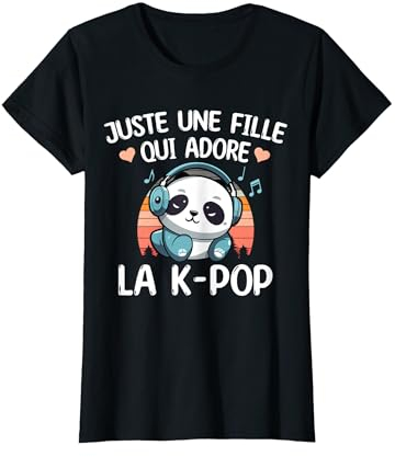 Fille Qui Adore La K-Pop Musique Fan Kpop Panda Kawaii Manga T-Shirt