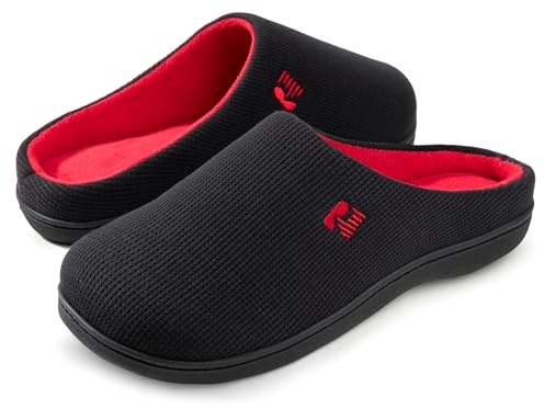 RockDove Herren Original Zweifarbige Hausschuhe mit Rückstellschaum, 43.5 EU, Schwarz und Rot