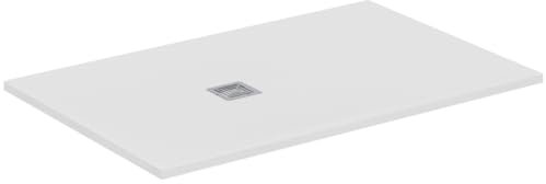 Ideal Standard - Ultra Flat S+, Piatto doccia rettangolare ultrasottile in resina effetto pietra, 140x90cm, Ideal Solid, Scarico lato corto, Bianco