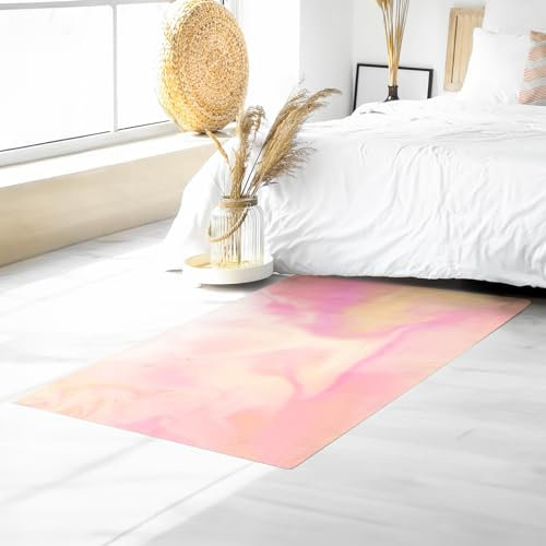 murando - Vinyl Teppich 180x120 cm - PVC Küchenteppich für Wohnzimmer Schlafzimmer Outdoor Läufer Küche Vinylteppich Dünn rutschfest Balkonteppich Design Abstrakt Muster Pastell Rosa a-A-10167-bi-a