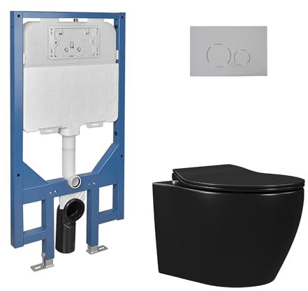 Wall Hung Toilet with Cistern, DeerValley 1.6 GPF/1.1 GPF Double Flush Rimless Floating Toilet with Soft Closed Seat for Bathroom